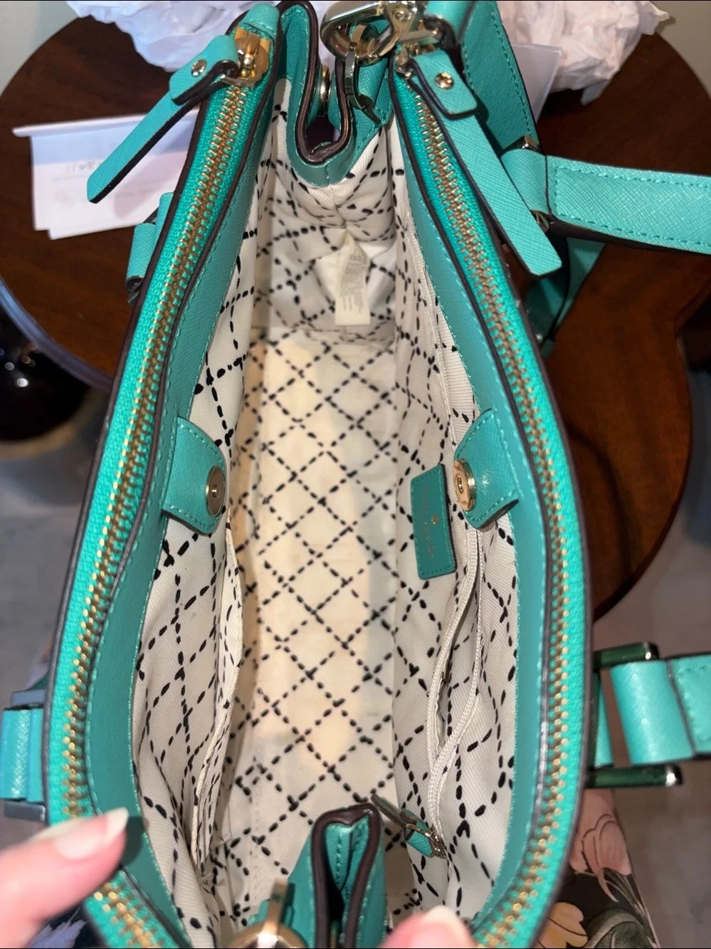 kate spade Satchel  crossbody bag, shoulder bag turquoise saffiano gold hardware